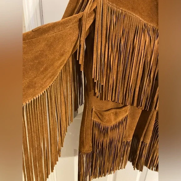 Jo O Kay Vintage Leather Fringed Jacket Coat Unisex Bohemian Western - Picture 2 of 16